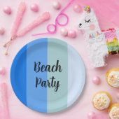 Bloemflesjes, blauwe strepen papieren bordje (Feest)