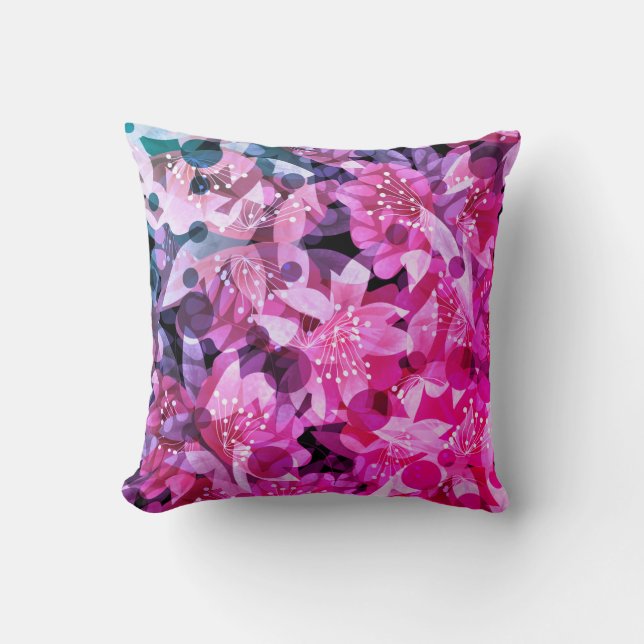 Bloemfloraal beige geel oranje bruine bloemen fl kussen (Voorkant)