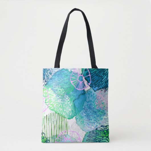 Bloemflorale waterverf abstract tote bag (Voorkant)