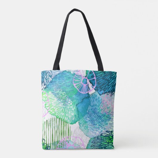 Bloemflorale waterverf abstract tote bag (Achterkant)