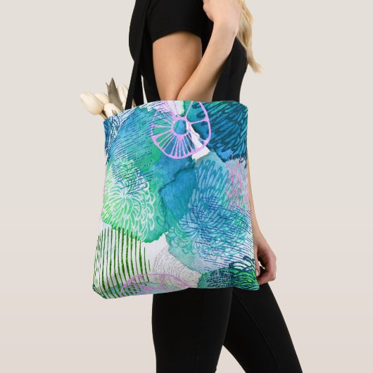 Bloemflorale waterverf abstract tote bag (Dichtbij)