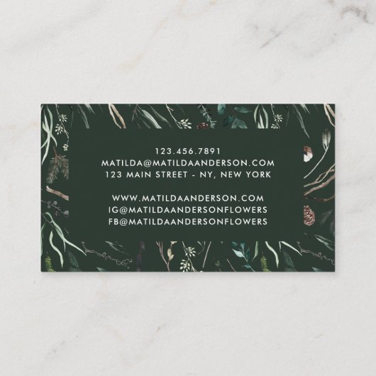 Bloemflorist elegant waterverf in spuit visitekaartje (Achterkant)