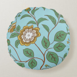 Bloemfluisterblauw groen rond kussen