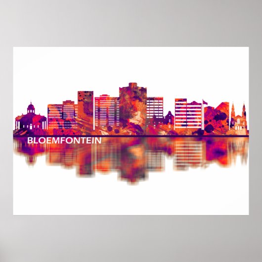 Bloemfontein South Africa Skyline Poster (Voorkant)