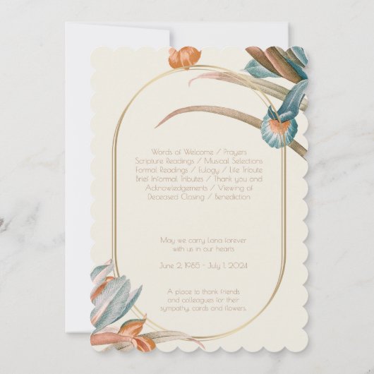  bloemfoto begrafenisprogramma kaart (Achterkant)