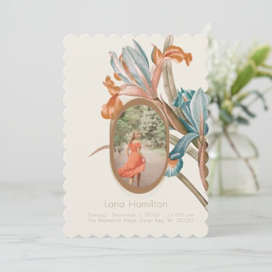  bloemfoto begrafenisprogramma kaart (Staand voorkant)