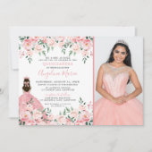Bloemfoto Blush Pink Quinceanera Kaart (Voorkant)