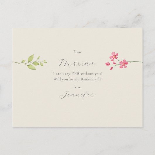 Bloemfoto Bruidsmeisje voorstel Kaart (Achterkant)