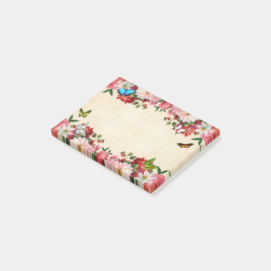 Bloemframe met vlinders post-it® notes (Schuin)