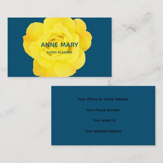 Bloemgeel Blauw Moderne Kleurrijke Event Planner Visitekaartje (Voorkant / Achterkant)
