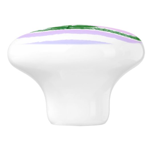 Bloemgeel Blauw Paarse Waterverf Strepen Keramische Knop (Zijkant)