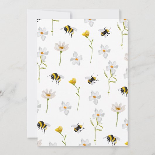 Bloemgeel Geslachtsneutraal Honingbij Baby shower Kaart (Achterkant)