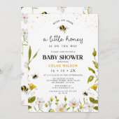 Bloemgeel Geslachtsneutraal Honingbij Baby shower Kaart (Voorkant / Achterkant)