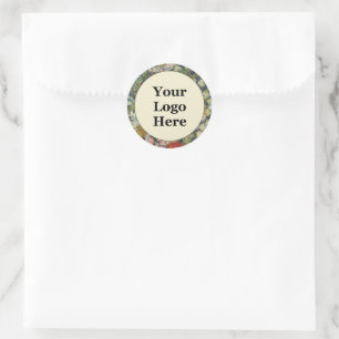 Bloemgeel groen en wit Business Logo Hier Ronde Sticker