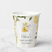 Bloemgeel Groene Thee Party Baby shower Papier Papieren Bekers (Achterkant)