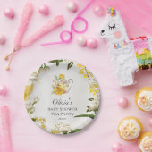 Bloemgeel Groene Thee Party Baby shower Papier Papieren Bordje (Feest)
