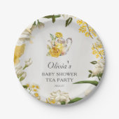 Bloemgeel Groene Thee Party Baby shower Papier Papieren Bordje (Voorkant)