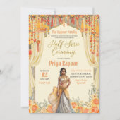 Bloemgeel Half Saree Indische Meisje Ceremonie Kaart (Voorkant)