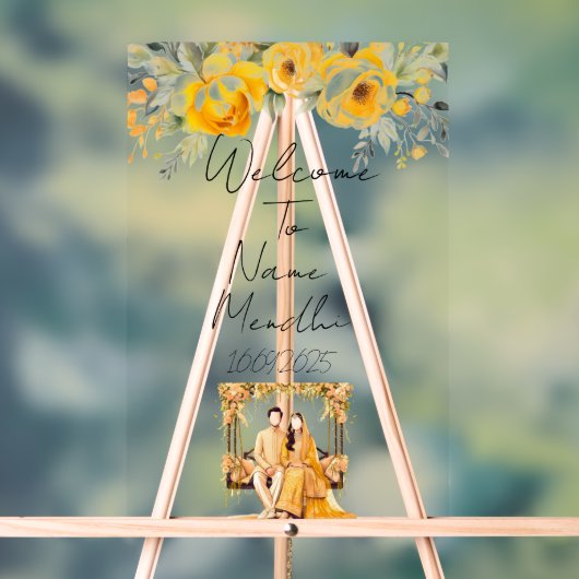 Bloemgeel Mendhi-teken Acryl Bord (Neutraal)