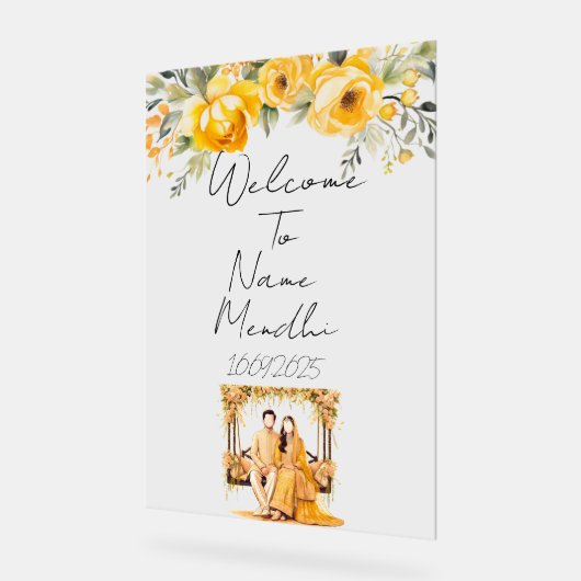 Bloemgeel Mendhi-teken Acryl Bord (Hoek)