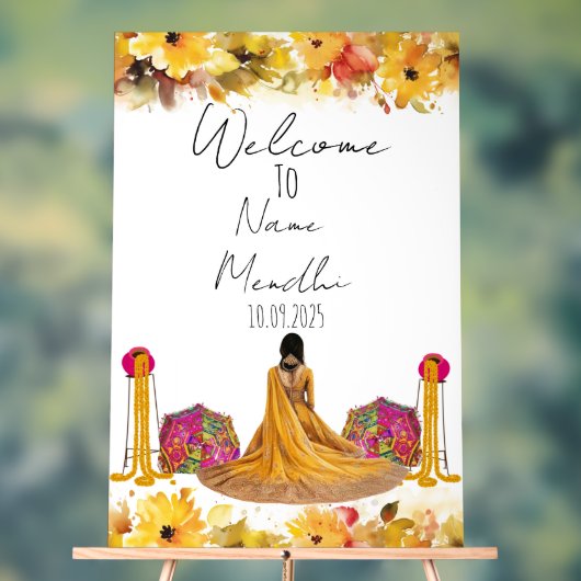 Bloemgeel Mendhi-teken Acryl Bord (Neutraal)