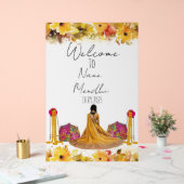 Bloemgeel Mendhi-teken Acryl Bord (Huwelijk)