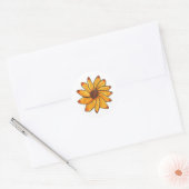 Bloemgeel Rood Sinaasappel Hand getekend Ronde Sticker (Envelop)