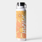 Bloemgeel & roze Monogram Naam Waterfles (Achterkant)
