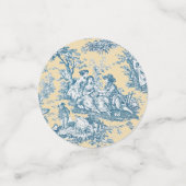 bloemgeel turquoise toile de jouy confetti (Kleine voorkant)