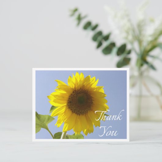 Bloemgeel Zonnebloem Dank u Bloem Briefkaart (Staand voorkant)