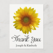 Bloemgeel Zonnebloem Dank u Bloem Huwelijk Briefkaart (Voorkant)