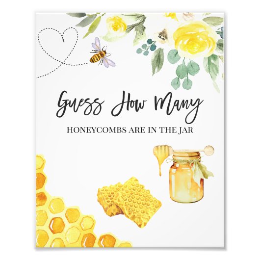 Bloemgele bij Raad eens hoeveel honingraat teken Foto Afdruk (Voorkant)