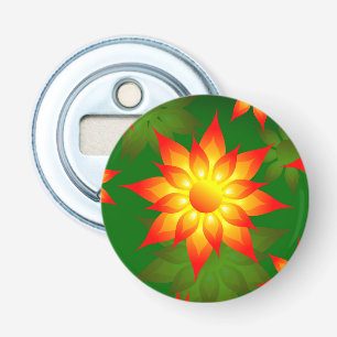 Bloemgele bloemen met groene achtergrond-57557 button flesopener