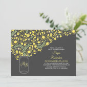 Bloemgele grijze Mason Jar Leuke vrijgezellenfeest Kaart (Staand voorkant)