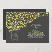 Bloemgele grijze Mason Jar Leuke vrijgezellenfeest Kaart (Voorkant / Achterkant)