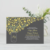 Bloemgele Mason Jar Leuke repetitie diner Kaart (Staand voorkant)