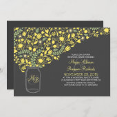 Bloemgele Mason Jar Leuke repetitie diner Kaart (Voorkant / Achterkant)