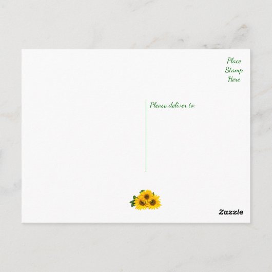 Bloemgele zonnebloem bloem - Dank u, liefde Briefkaart (Achterkant)
