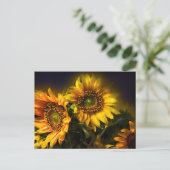 Bloemgele zonnebloemen, liefde, dank je briefkaart (Staand voorkant)