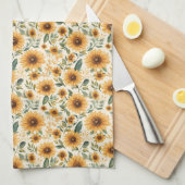 Bloemgele zonnebloemen theedoek (Quarter Fold)