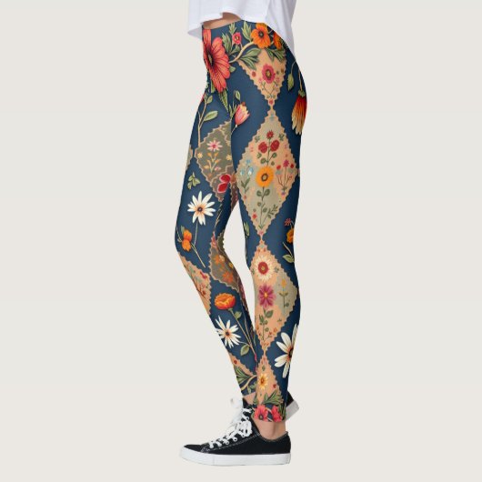 Bloemgeometrie: levendige AI-gegenereerde Leggings (Links)