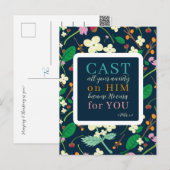 Bloemgeschriften 1 Petrus 5:7 Briefkaart (Voorkant / Achterkant)