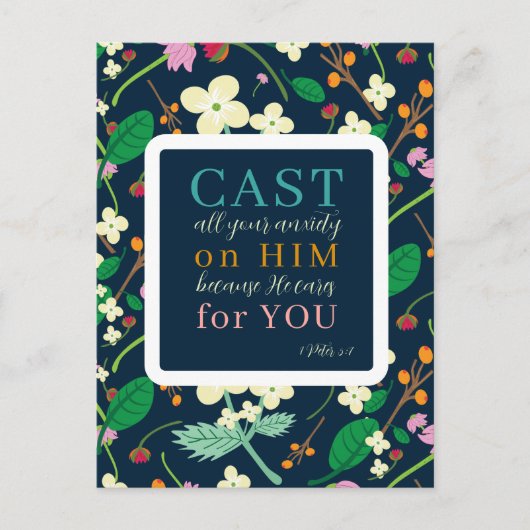 Bloemgeschriften 1 Petrus 5:7 Briefkaart (Voorkant)