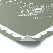 Bloemgeschulpte Border Sage Green Wedding Welkom Poster (Hoek)