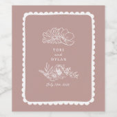 Bloemgeschulpte grens roze bruiloft welkom wijn etiket (Enkel label)