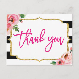 Bloemgestreepte Dankkaart Bedankkaart