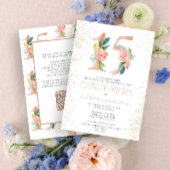 Bloemgetal 15 QR Roze Roos Goud Quinceañera Kaart