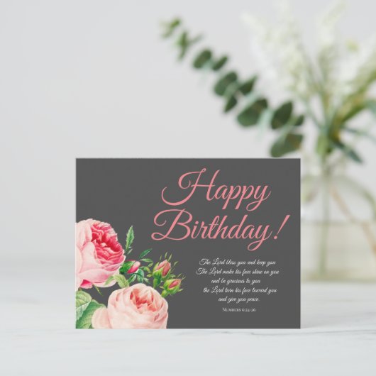 Bloemgetallen 6:24-26 Verjaardagsansichtkaart Briefkaart (Staand voorkant)