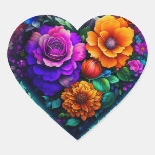 Bloemgevulde hart Valentijnsdag Sticker