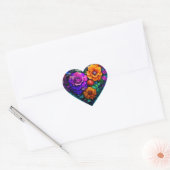 Bloemgevulde hart Valentijnsdag Sticker (Envelop)